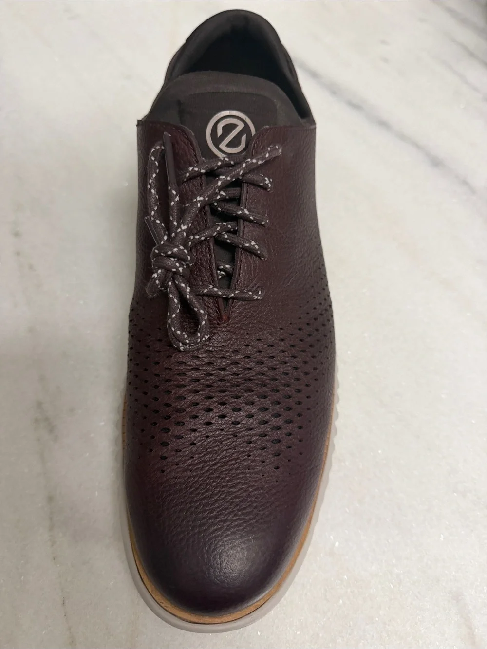 Cole Haan Perforated Leather Lace-Up Oxfords - Dark Brown